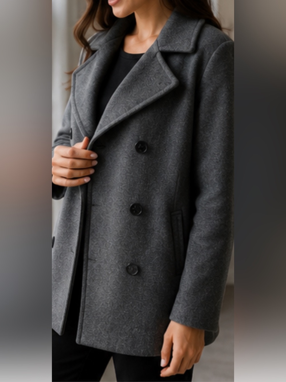 Women's Gray Peacoat